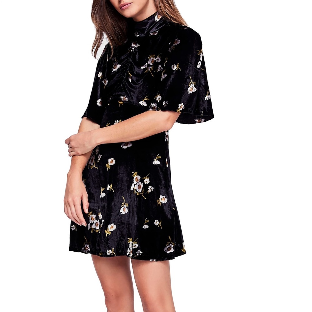 Free People Be My Baby Highneck Velvet Dress